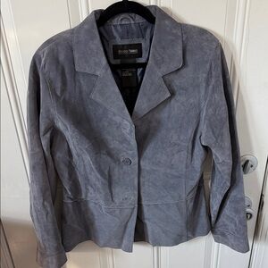 Brandon Thomas Women's Suede Gray/Blue Blazer L